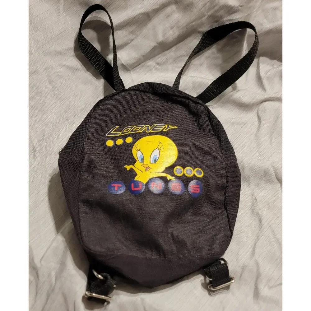 Vintage 90s Y2K Looney Tunes Tweety Bird Backpack Bag 1999 Blue Preppy